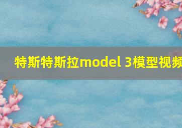 特斯特斯拉model 3模型视频